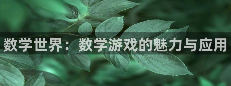 杏运注册：数学世界：数学游戏的魅力与应用